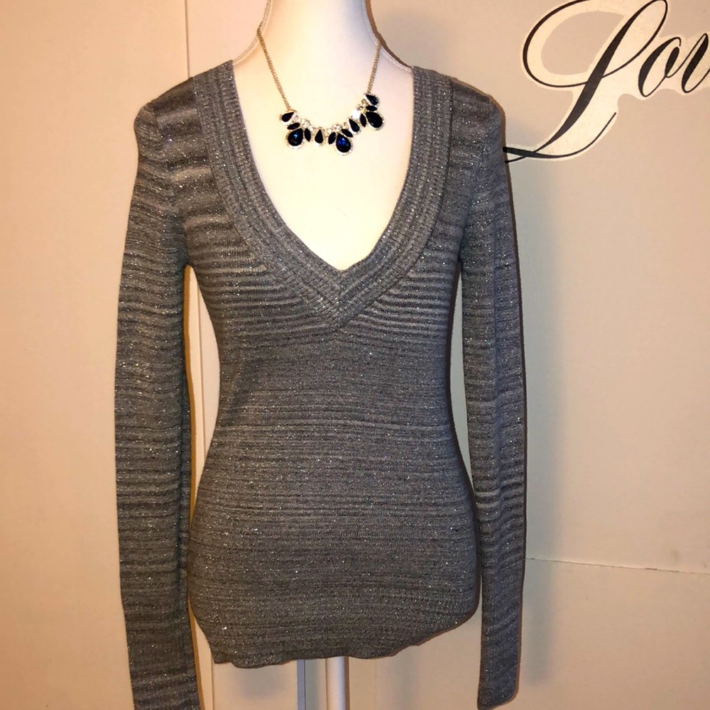 Express silver sweater with shimmer and sparkle !